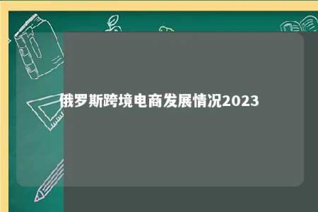 俄罗斯跨境电商发展情况2023 俄罗斯跨境电商市场环境