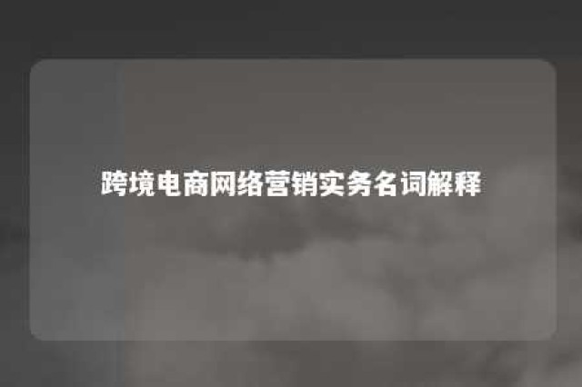 跨境电商网络营销实务名词解释 跨境电商网络营销实务名词解释总结