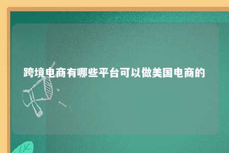 跨境电商有哪些平台可以做美国电商的